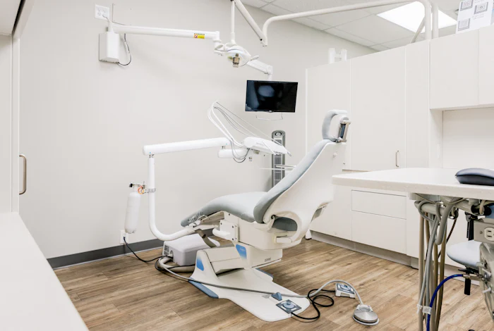 Bright, spotless dental treatment room