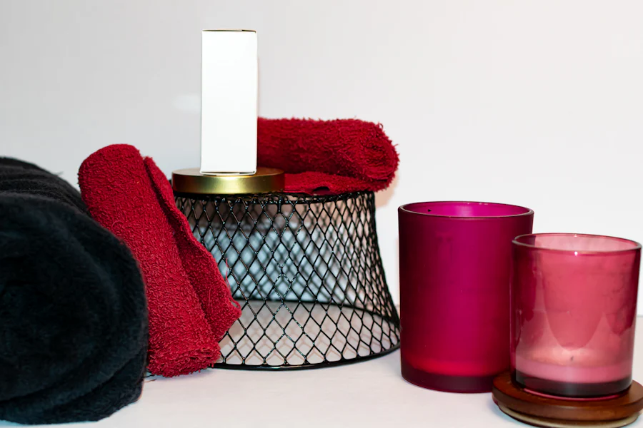 Candles and a small vase — a quiet corner of the spa